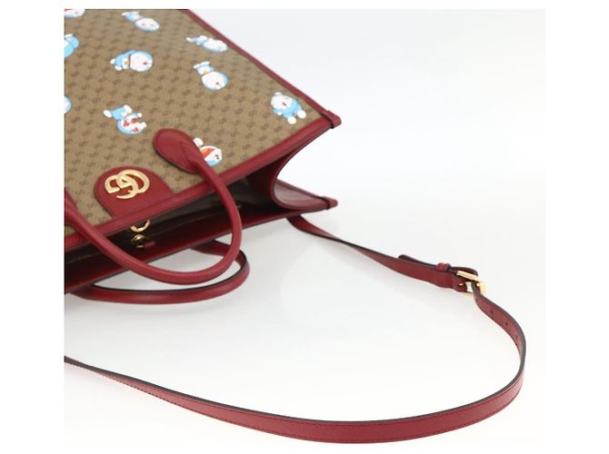 GUCCI GUCCI �~ Borsa Micro GG Supreme Doraemon PVC 2way Beige 653952 Auth ka3262SM D'oro - vista 8