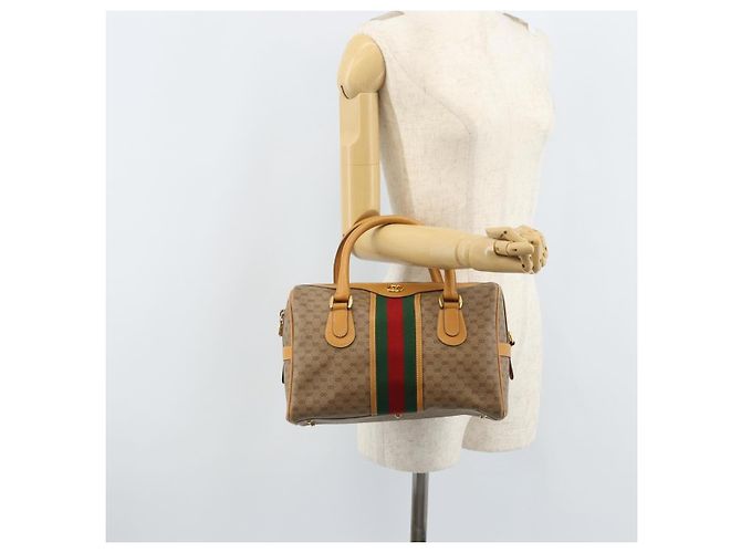 Borsa Sherry Line in PVC Micro GG Supreme Web di GUCCI 2way 002 115 0165 Auth fm5175 Beige D'oro - vista 26