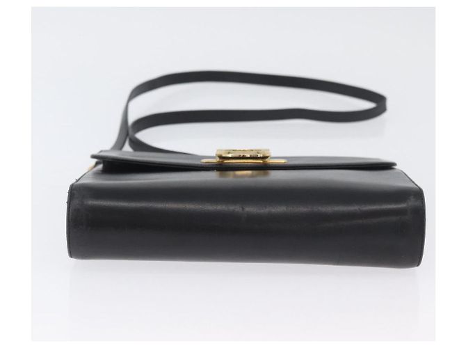 Borsa a Spalla Gancini in Pelle Nera e Oro Salvatore Ferragamo Auth LNZ598 Nero D'oro - vista 5