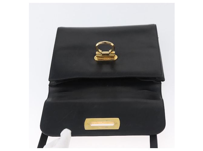 Borsa a Spalla Gancini in Pelle Nera e Oro Salvatore Ferragamo Auth LNZ598 Nero D'oro - vista 9
