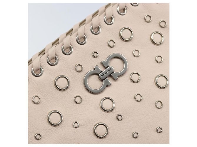 Borsa a mano in pelle Gancini Salvatore Ferragamo Rosa Argento Auth gh1927 - vista 17