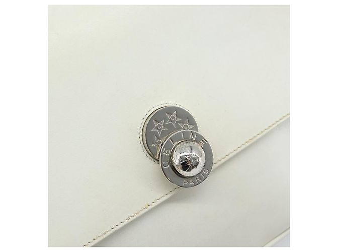 Céline Borsa a spalla in pelle CELINE Star Ball Chain Bianco Argento Auth LNZ806 - vista 17