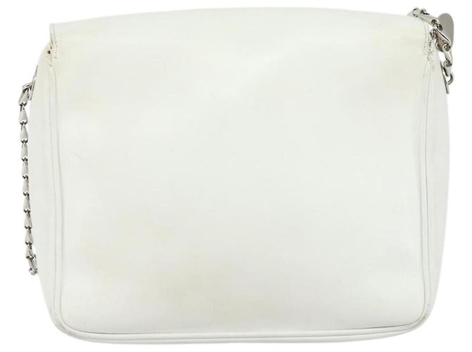 Céline Borsa a spalla in pelle CELINE Star Ball Chain Bianco Argento Auth LNZ806 - vista 2