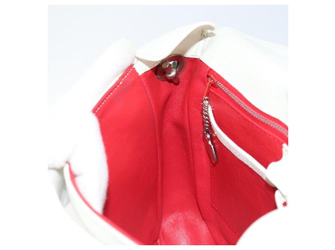 Céline Borsa a spalla in pelle CELINE Star Ball Chain Bianco Argento Auth LNZ806 - vista 20