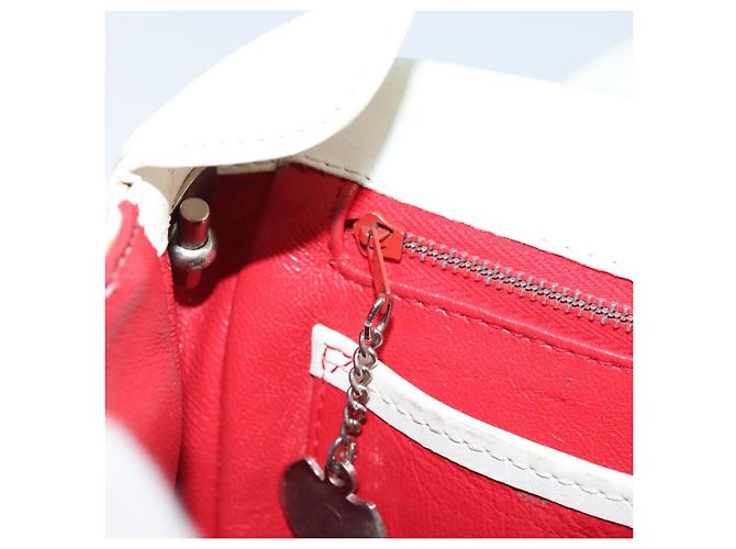 Céline Borsa a spalla in pelle CELINE Star Ball Chain Bianco Argento Auth LNZ806 - vista 21