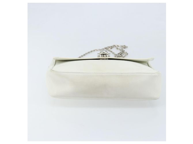Céline Borsa a spalla in pelle CELINE Star Ball Chain Bianco Argento Auth LNZ806 - vista 5