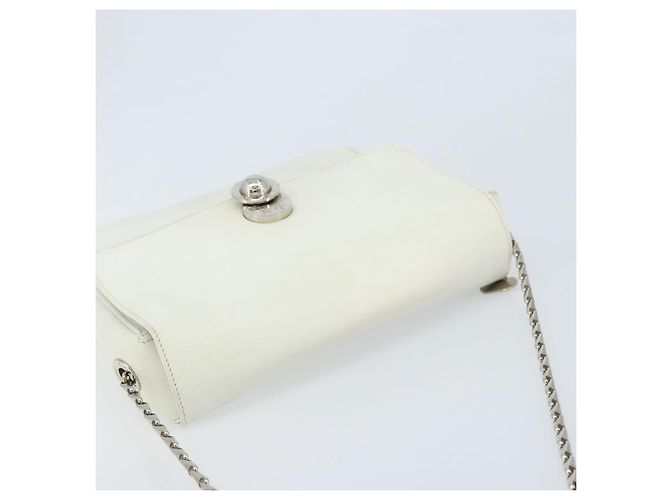 Céline Borsa a spalla in pelle CELINE Star Ball Chain Bianco Argento Auth LNZ806 - vista 6