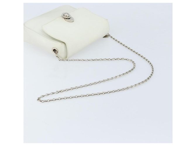 Céline Borsa a spalla in pelle CELINE Star Ball Chain Bianco Argento Auth LNZ806 - vista 7