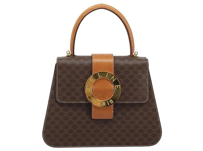 Céline Borsa a mano in tela Macadam CELINE PVC 2in1 oro marrone Auth ARZ616A D'oro - vista 13