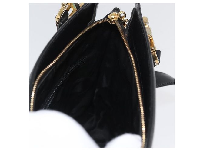 Borsa a Spalla Gancini in Pelle Nera e Oro Auth AMZ436 di Salvatore Ferragamo Nero D'oro - vista 18