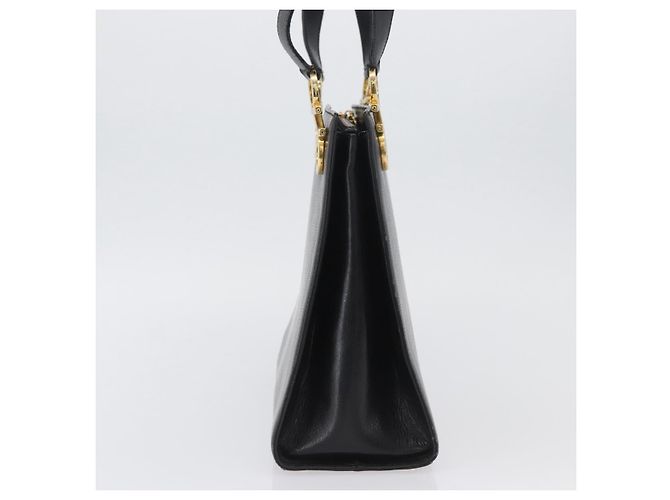 Borsa a Spalla Gancini in Pelle Nera e Oro Auth AMZ436 di Salvatore Ferragamo Nero D'oro - vista 3