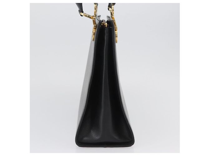 Borsa a Spalla Gancini in Pelle Nera e Oro Auth AMZ436 di Salvatore Ferragamo Nero D'oro - vista 4