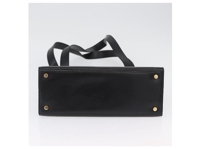 Borsa a Spalla Gancini in Pelle Nera e Oro Auth AMZ436 di Salvatore Ferragamo Nero D'oro - vista 5