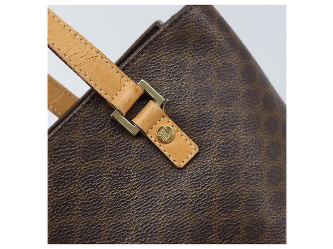 Céline Borsa tote in tela Macadam CELINE in pelle PVC marrone oro Auth BSZ496 D'oro - vista 17