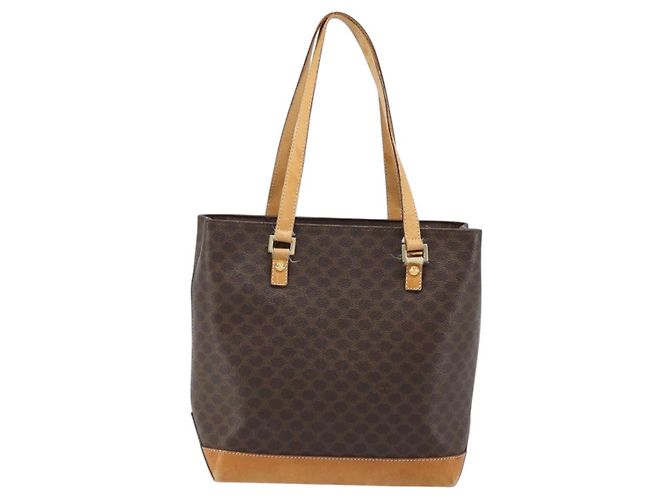 Céline Borsa tote in tela Macadam CELINE in pelle PVC marrone oro Auth BSZ496 D'oro - vista 2