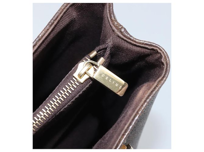 Céline Borsa tote in tela Macadam CELINE in pelle PVC marrone oro Auth BSZ496 D'oro - vista 21
