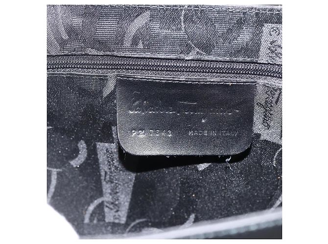 Borsa a Spalla Vala in PVC Canvas Nero Argento di Salvatore Ferragamo Auth gh1939 - vista 17