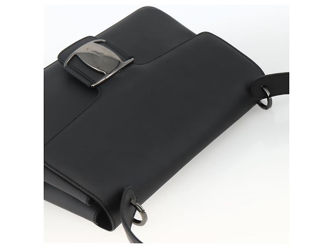 Borsa a Spalla Vala in PVC Canvas Nero Argento di Salvatore Ferragamo Auth gh1939 - vista 6