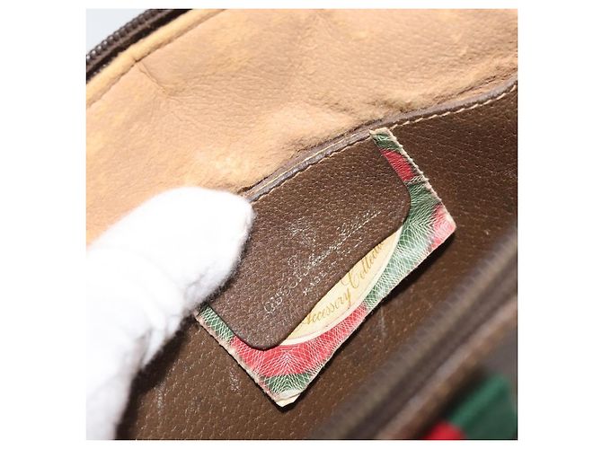 Borsa Sherry Line GG Supreme Web di GUCCI in PVC beige e oro 904 02 047 Auth ep13893 D'oro - vista 19