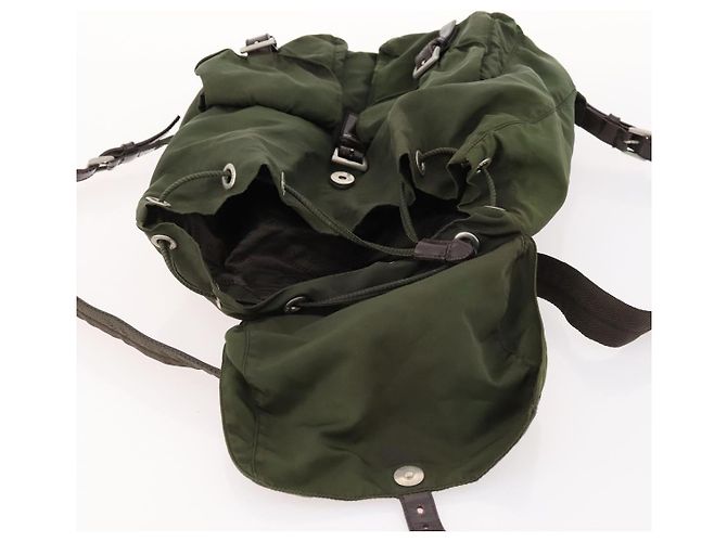 PRADA Backpack Nylon Khaki Silver Auth 173527 Silvery - view 10