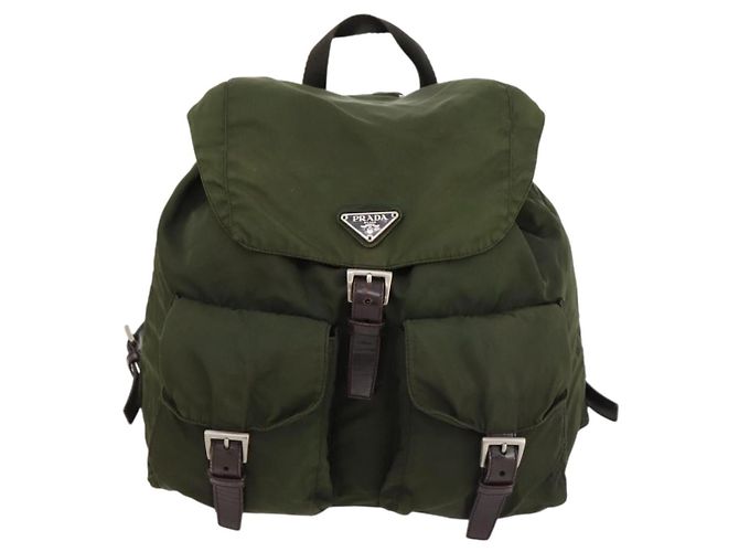PRADA Backpack Nylon Khaki Silver Auth 173527 Silvery - view 13