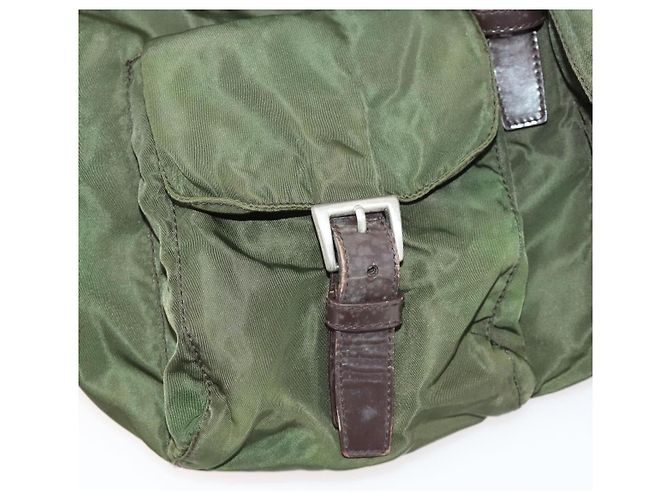 PRADA Backpack Nylon Khaki Silver Auth 173527 Silvery - view 27