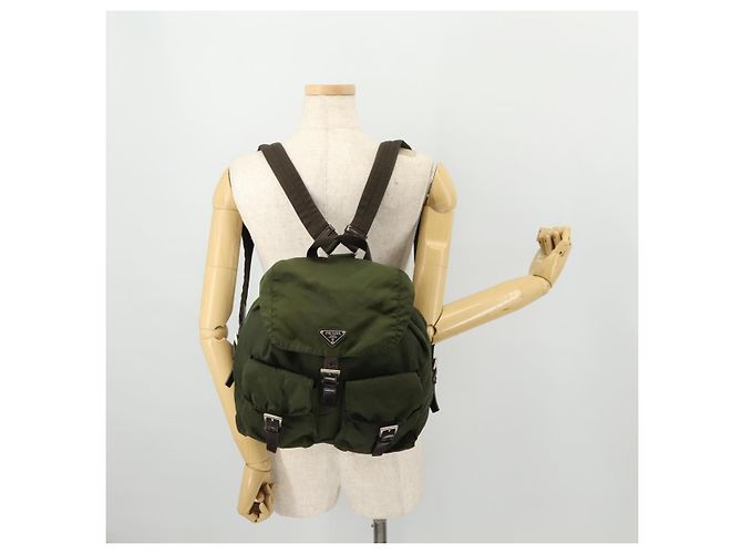 PRADA Backpack Nylon Khaki Silver Auth 173527 Silvery - view 29