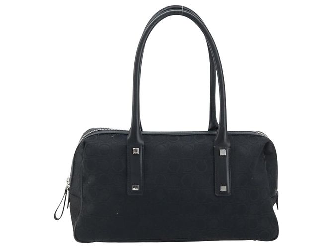 Borsa a mano Salvatore Ferragamo in tela nera e argento Auth BA11576 Nero - vista 13