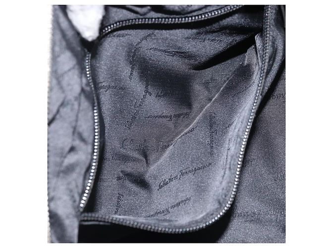 Borsa a mano Salvatore Ferragamo in tela nera e argento Auth BA11576 Nero - vista 20