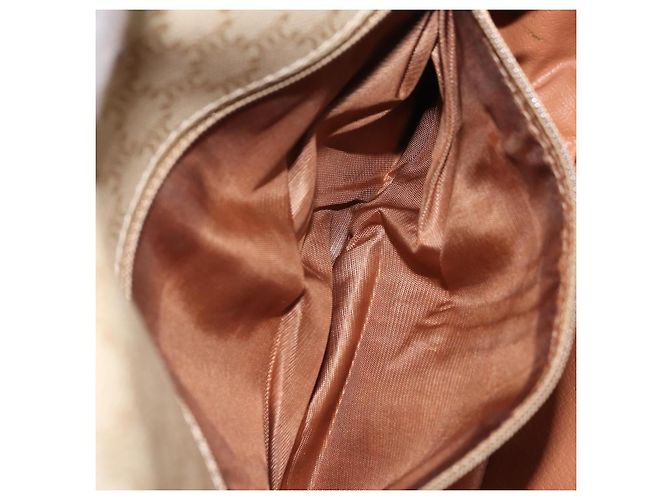 Céline Borsa a Spalla in Tela Macadam CELINE PVC Beige Oro Auth YKZ185A D'oro - vista 11
