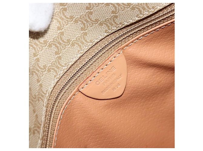 Céline Borsa a Spalla in Tela Macadam CELINE PVC Beige Oro Auth YKZ185A D'oro - vista 12