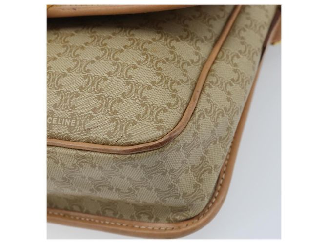 Céline Borsa a Spalla in Tela Macadam CELINE PVC Beige Oro Auth YKZ185A D'oro - vista 14