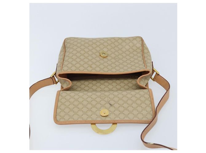 Céline Borsa a Spalla in Tela Macadam CELINE PVC Beige Oro Auth YKZ185A D'oro - vista 19