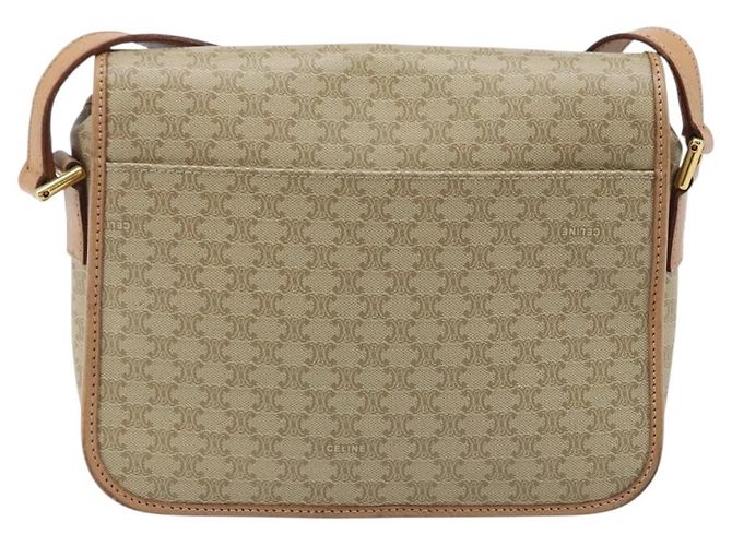 Céline Borsa a Spalla in Tela Macadam CELINE PVC Beige Oro Auth YKZ185A D'oro - vista 2