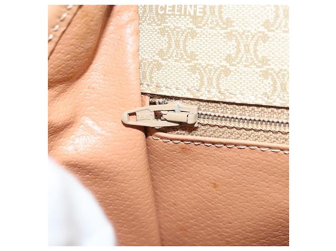 Céline Borsa a Spalla in Tela Macadam CELINE PVC Beige Oro Auth YKZ185A D'oro - vista 22