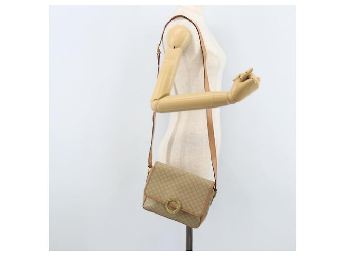 Céline Borsa a Spalla in Tela Macadam CELINE PVC Beige Oro Auth YKZ185A D'oro - vista 23