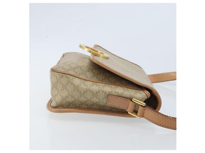 Céline Borsa a Spalla in Tela Macadam CELINE PVC Beige Oro Auth YKZ185A D'oro - vista 3