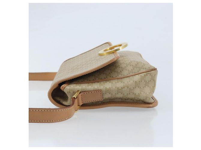 Céline Borsa a Spalla in Tela Macadam CELINE PVC Beige Oro Auth YKZ185A D'oro - vista 4