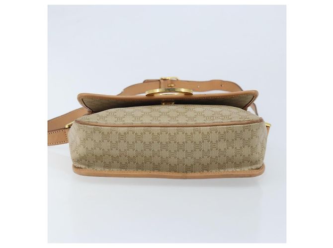 Céline Borsa a Spalla in Tela Macadam CELINE PVC Beige Oro Auth YKZ185A D'oro - vista 5
