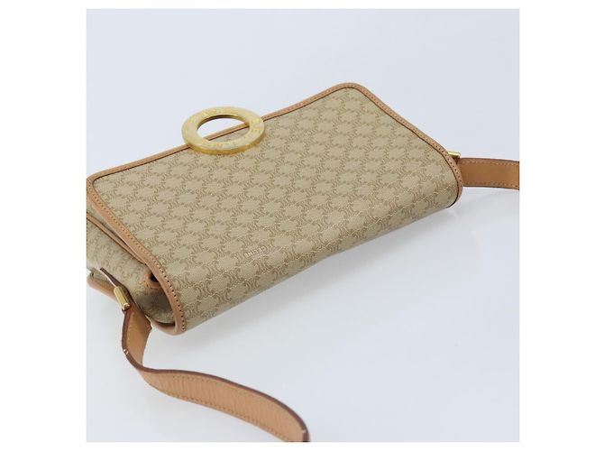 Céline Borsa a Spalla in Tela Macadam CELINE PVC Beige Oro Auth YKZ185A D'oro - vista 6