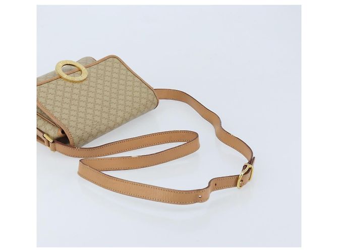 Céline Borsa a Spalla in Tela Macadam CELINE PVC Beige Oro Auth YKZ185A D'oro - vista 7