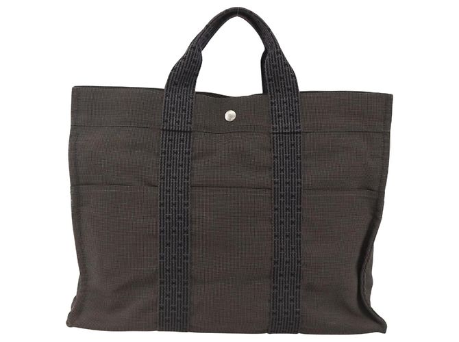Hermès HERMES Her Line Tote Tasche Canvas Grau Silber Auth bs34142 Braun - Ansicht 13