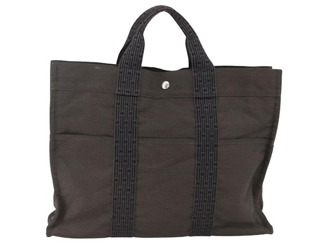 Hermès HERMES Her Line Tote Tasche Canvas Grau Silber Auth bs34142 Braun - Ansicht 2
