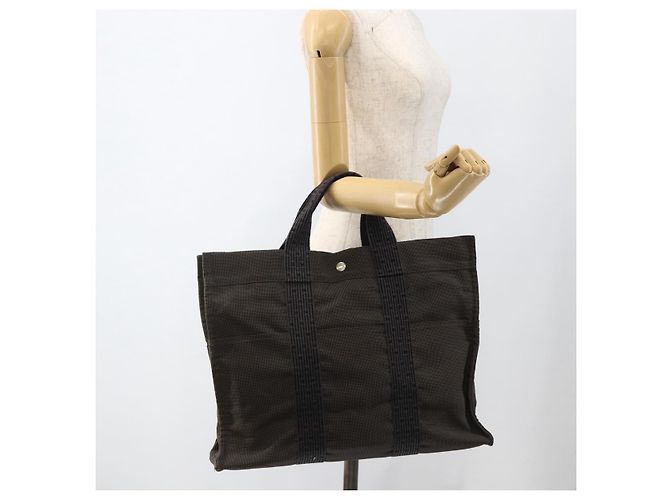 Hermès HERMES Her Line Tote Tasche Canvas Grau Silber Auth bs34142 Braun - Ansicht 20