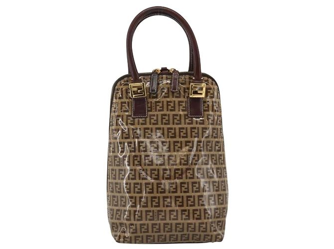 Borsa a mano in tela Zucchino FENDI beige e oro Auth SW2327A - vista 13