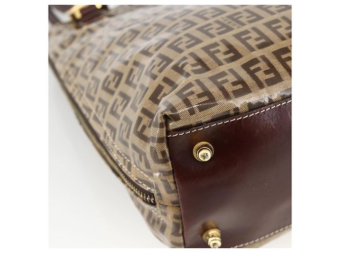 Borsa a mano in tela Zucchino FENDI beige e oro Auth SW2327A - vista 15
