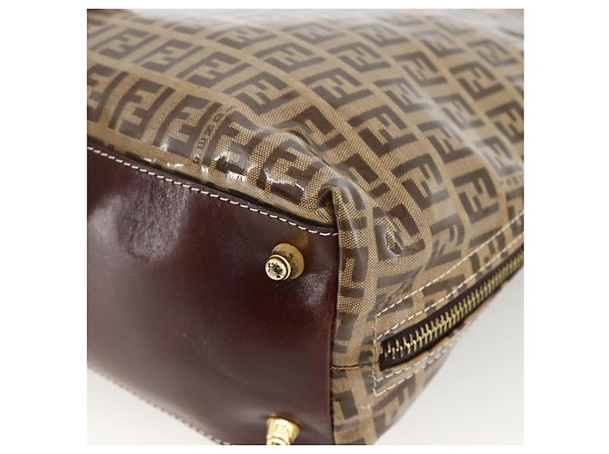 Borsa a mano in tela Zucchino FENDI beige e oro Auth SW2327A - vista 16