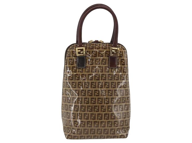 Borsa a mano in tela Zucchino FENDI beige e oro Auth SW2327A - vista 2