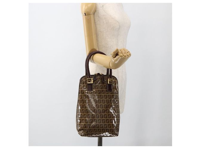 Borsa a mano in tela Zucchino FENDI beige e oro Auth SW2327A - vista 22