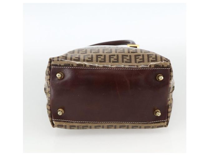 Borsa a mano in tela Zucchino FENDI beige e oro Auth SW2327A - vista 5